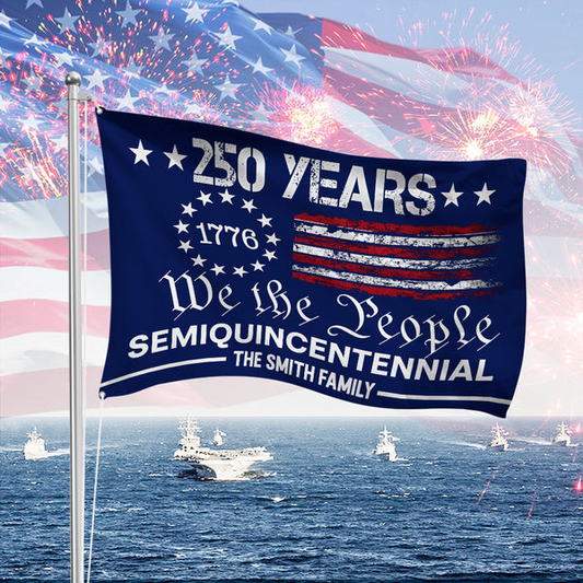 Custom Family Name We The People America 250 Years House Flag