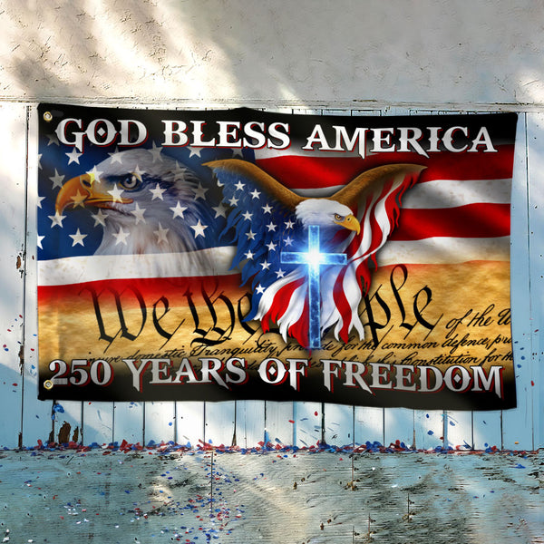 250 Years of Freedom Patriotic Flag | God Bless America Grommet Flag