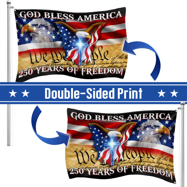250 Years of Freedom Patriotic Flag | God Bless America Grommet Flag
