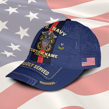 Personalized U.S. Navy Service Cap – Custom Name, Rank & Years of Service