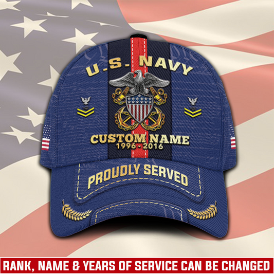 Personalized U.S. Navy Service Cap – Custom Name, Rank & Years of Service
