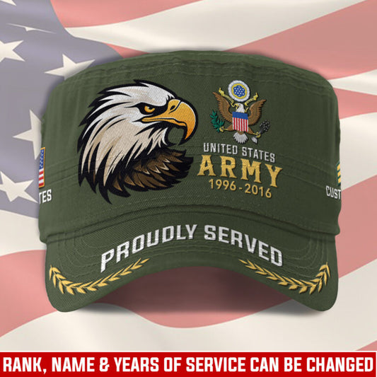 Personalized US Veteran Cap - Military Cap - E 8 Gold