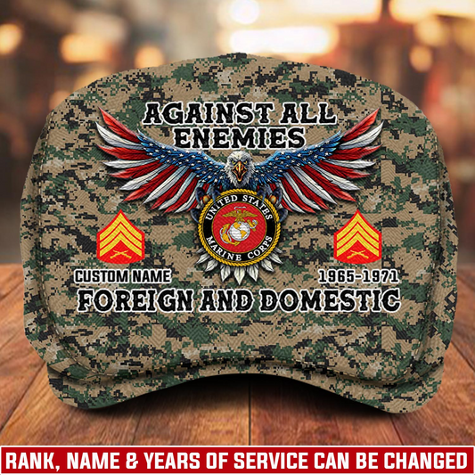 Custom U.S. Marine Corps Jeff Cap – Name, Rank & Service Years Personalized