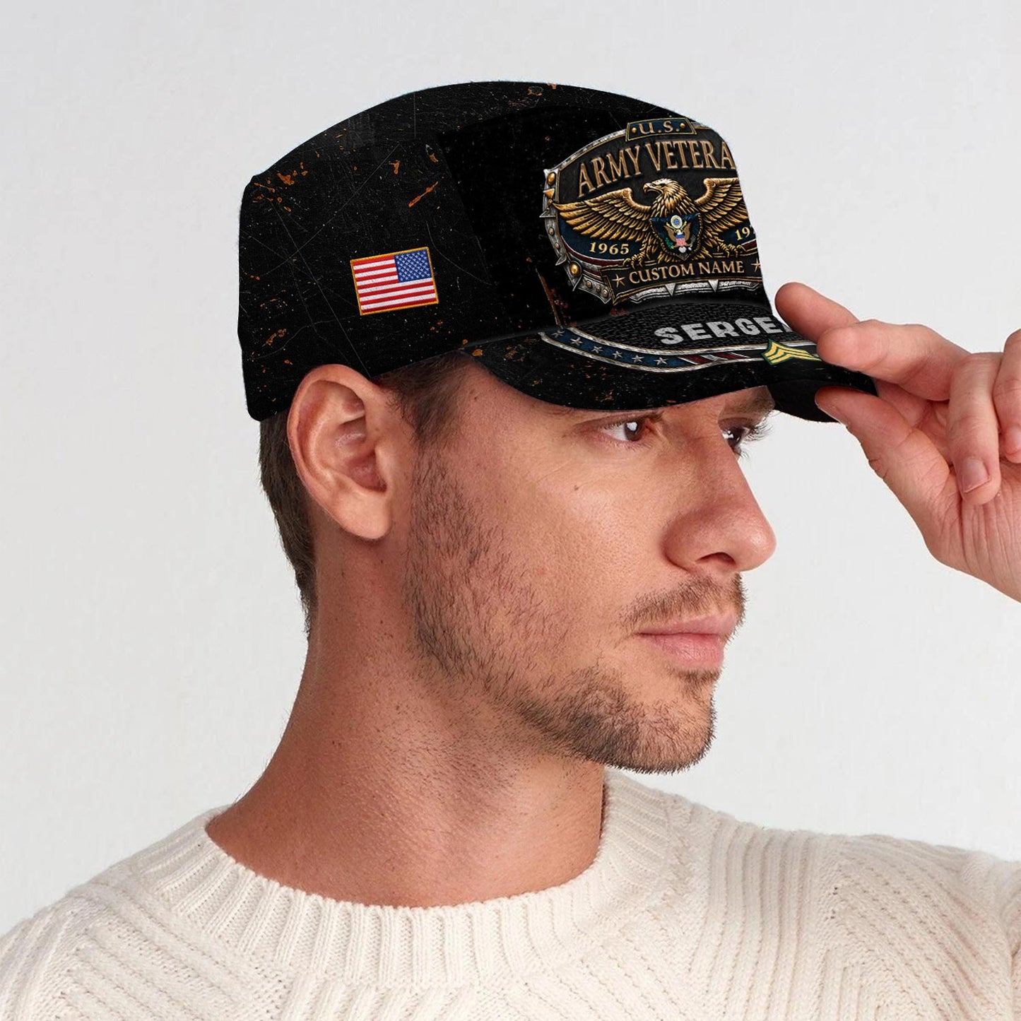 Personalized Military Veteran Hat – Custom Name, Rank & Service Years