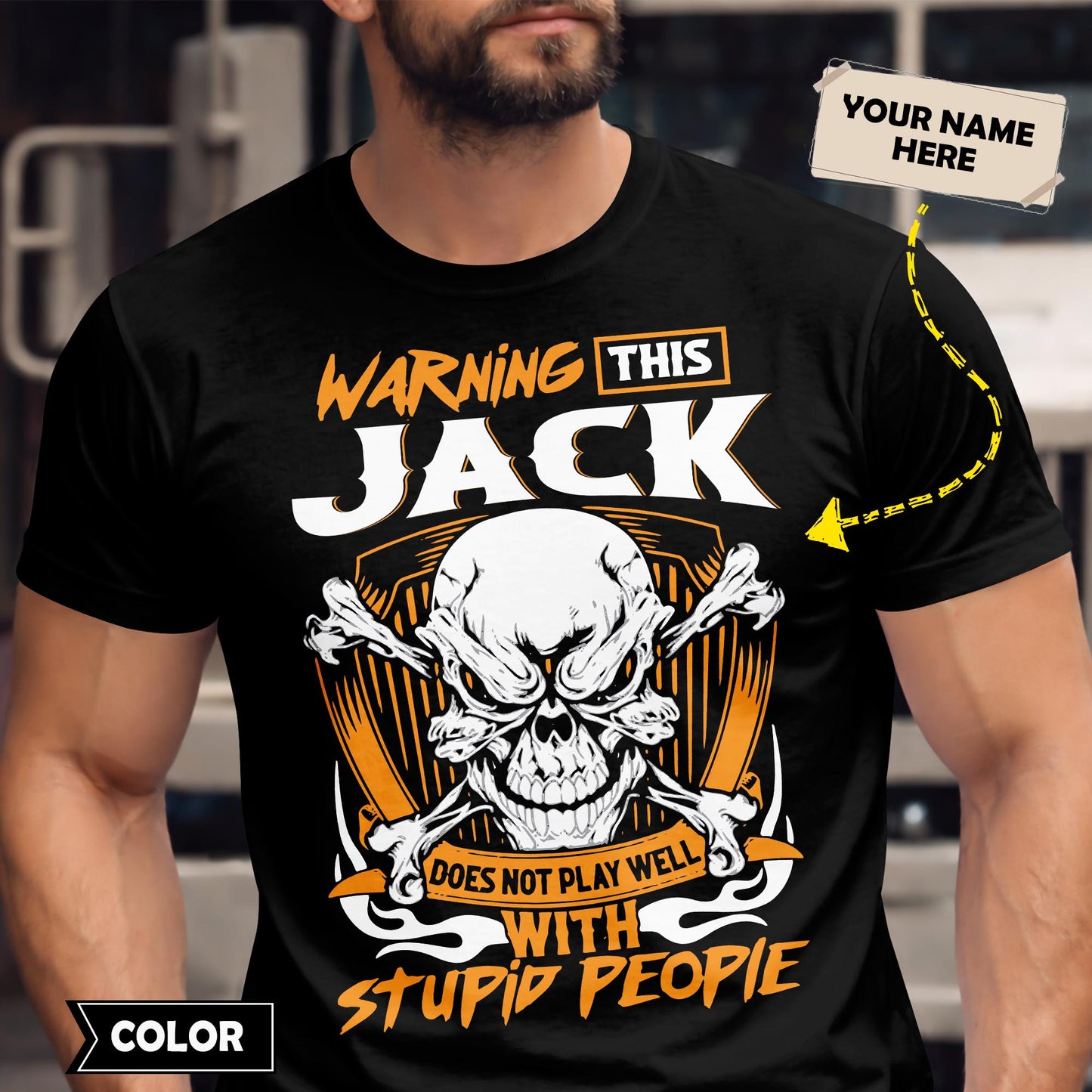 JACK - TC01TS003 - Warning This JACK Does Not Play Well With Stupid People - Personalized Shirt, Premium Gift for Anniversary