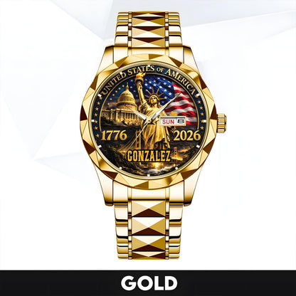 GONZALEZ - TC01WT004 - Liberty Statue & Flag Customized America 250th Anniversary Watch