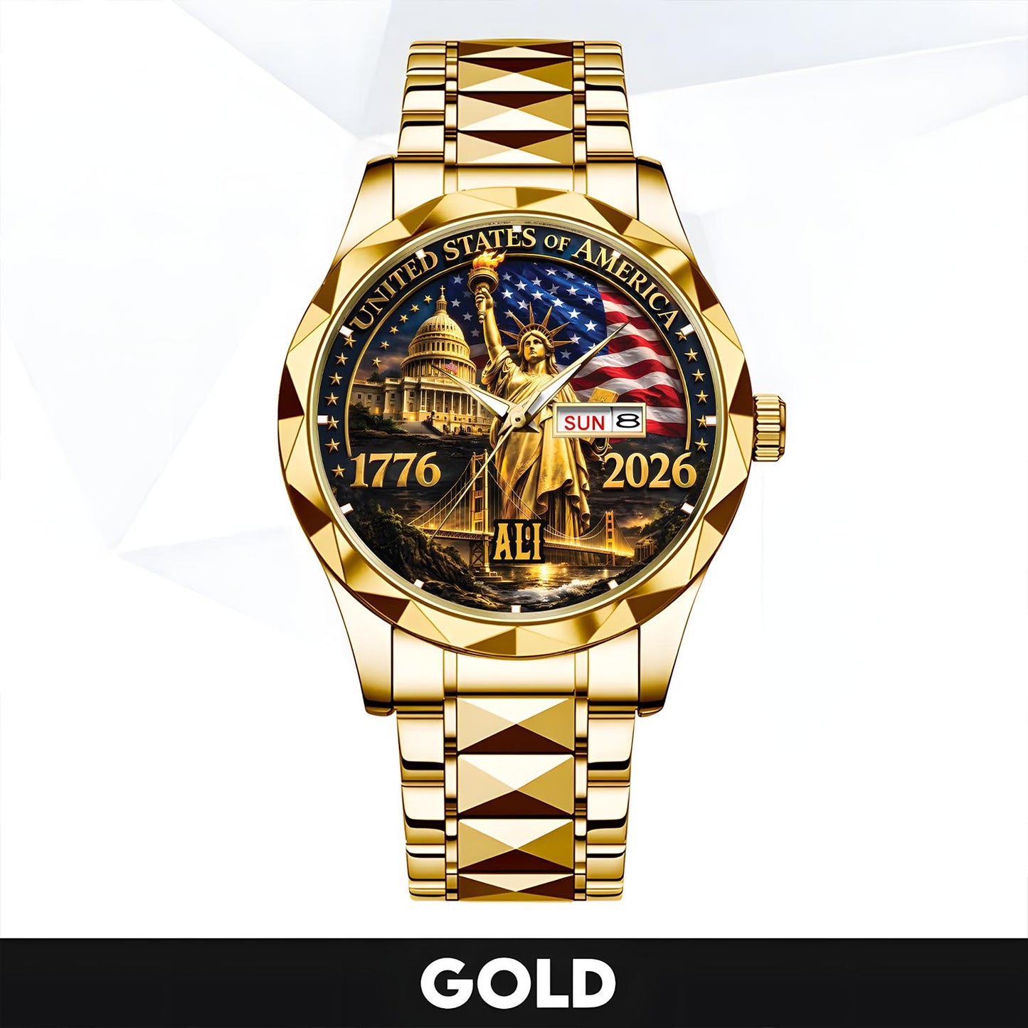 ALI - TC01WT004 - Liberty Statue & Flag Customized America 250th Anniversary Watch