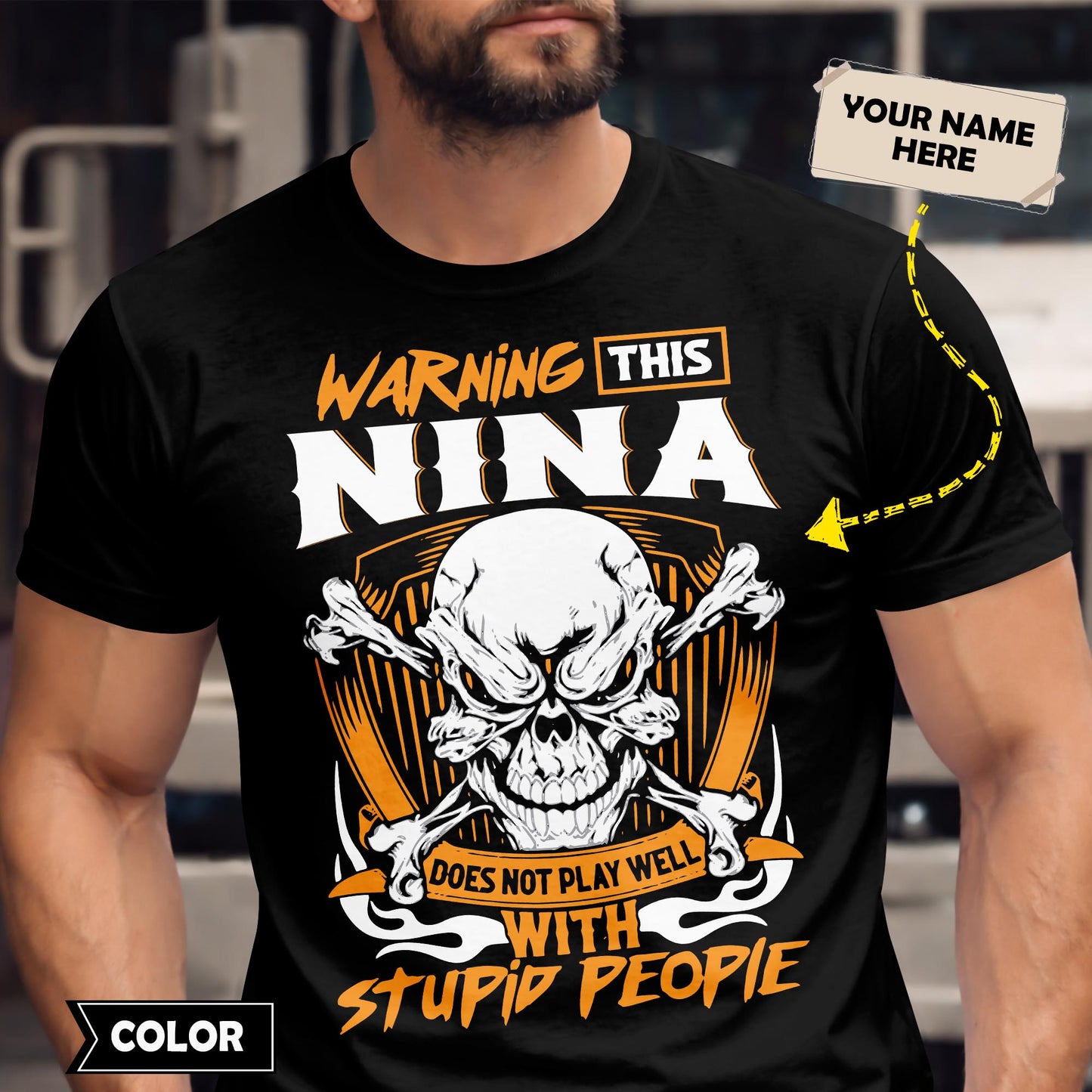 NINA - TC01TS003 - Warning This NINA Does Not Play Well With Stupid People - Personalized Shirt, Premium Gift for Anniversary