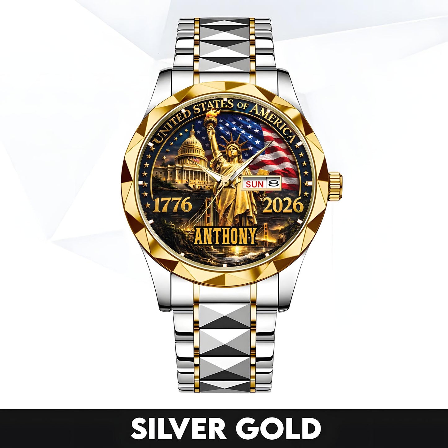 ANTHONY - TC01WT004 - Liberty Statue & Flag Customized America 250th Anniversary Watch