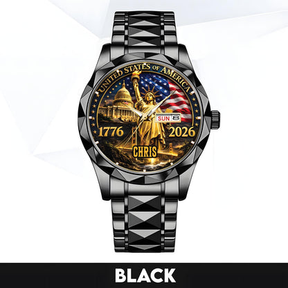 CHRIS - TC01WT004 - Liberty Statue & Flag Customized America 250th Anniversary Watch
