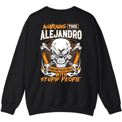 ALEJANDRO - TC01TS003 - Warning This ALEJANDRO Does Not Play Well With Stupid People - Personalized Shirt, Premium Gift for Anniversary
