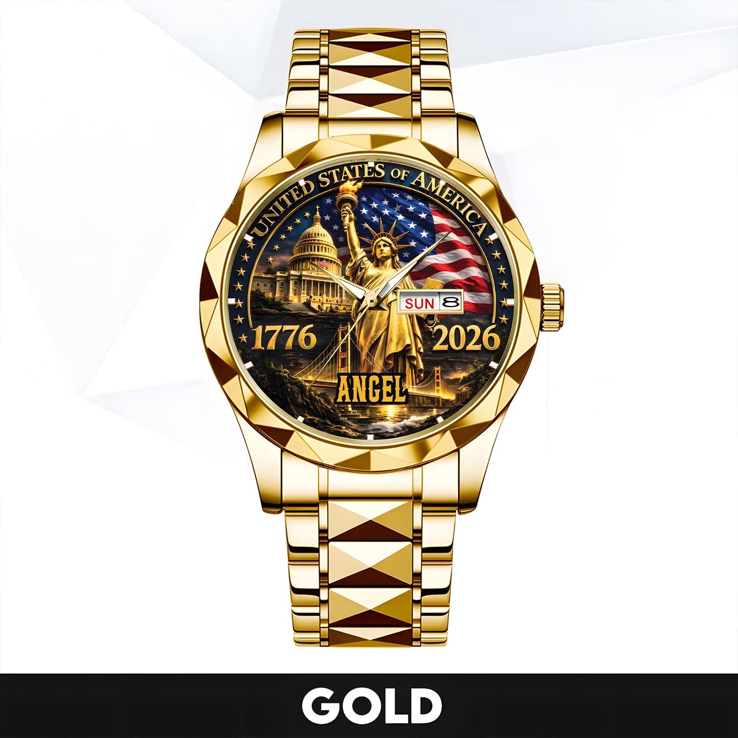 ANGEL - TC01WT004 - Liberty Statue & Flag Customized America 250th Anniversary Watch