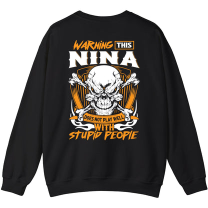 NINA - TC01TS003 - Warning This NINA Does Not Play Well With Stupid People - Personalized Shirt, Premium Gift for Anniversary