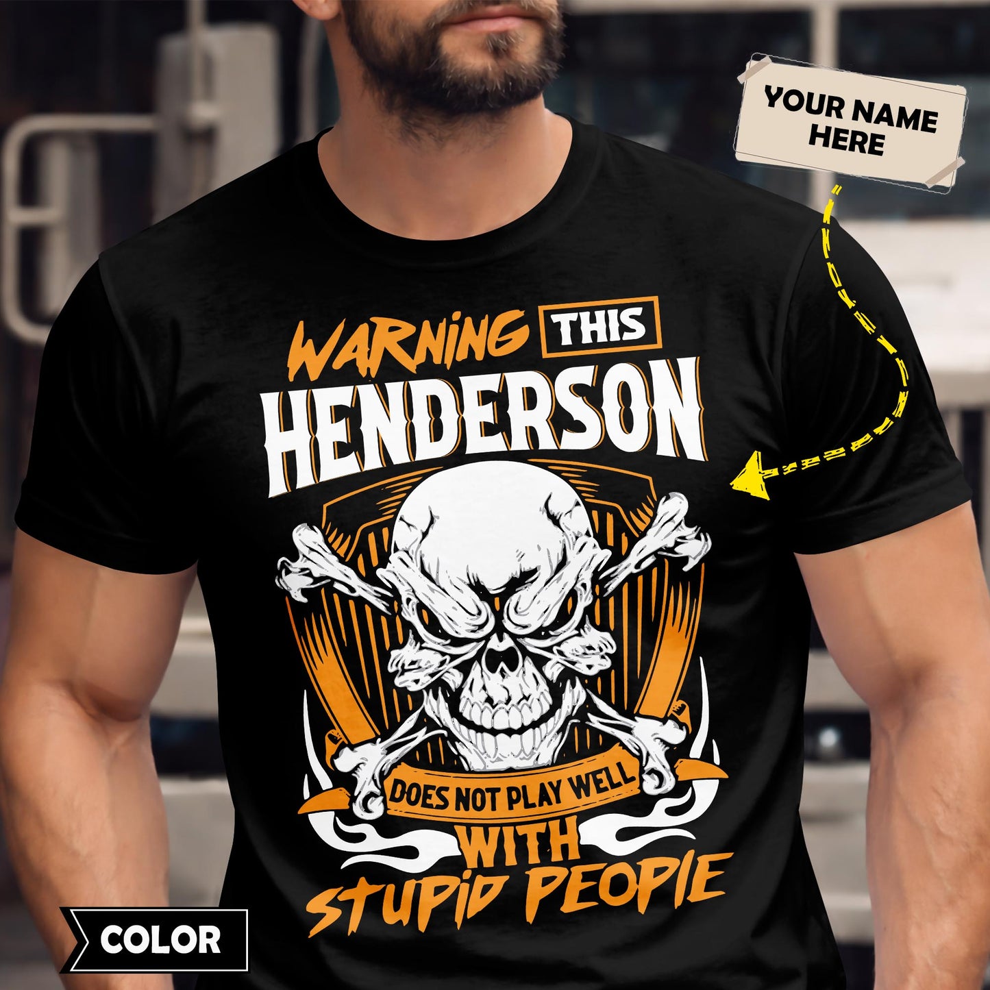 HENDERSON - TC01TS003 - Warning This HENDERSON Does Not Play Well With Stupid People - Personalized Shirt, Premium Gift for Anniversary