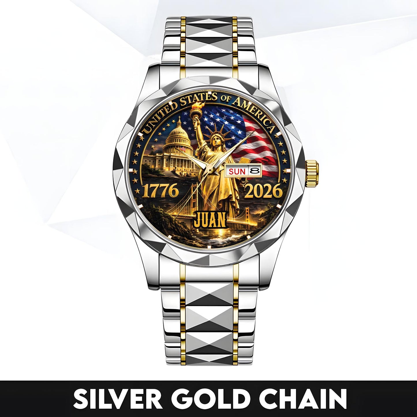 JUAN - TC01WT004 - Liberty Statue & Flag Customized America 250th Anniversary Watch