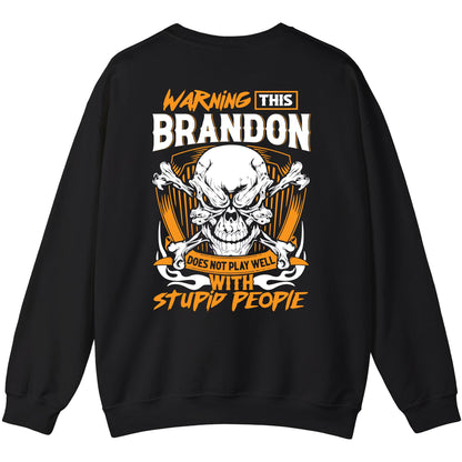 BRANDON - TC01TS003 - Warning This BRANDON Does Not Play Well With Stupid People - Personalized Shirt, Premium Gift for Anniversary