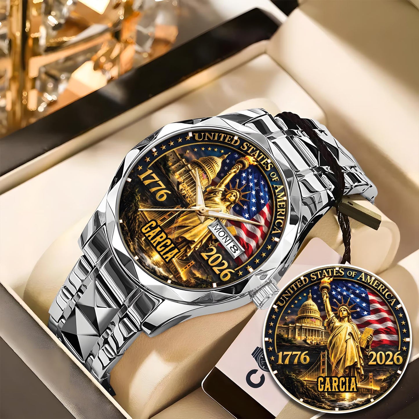 GARCIA - TC01WT004 - Liberty Statue & Flag Customized America 250th Anniversary Watch