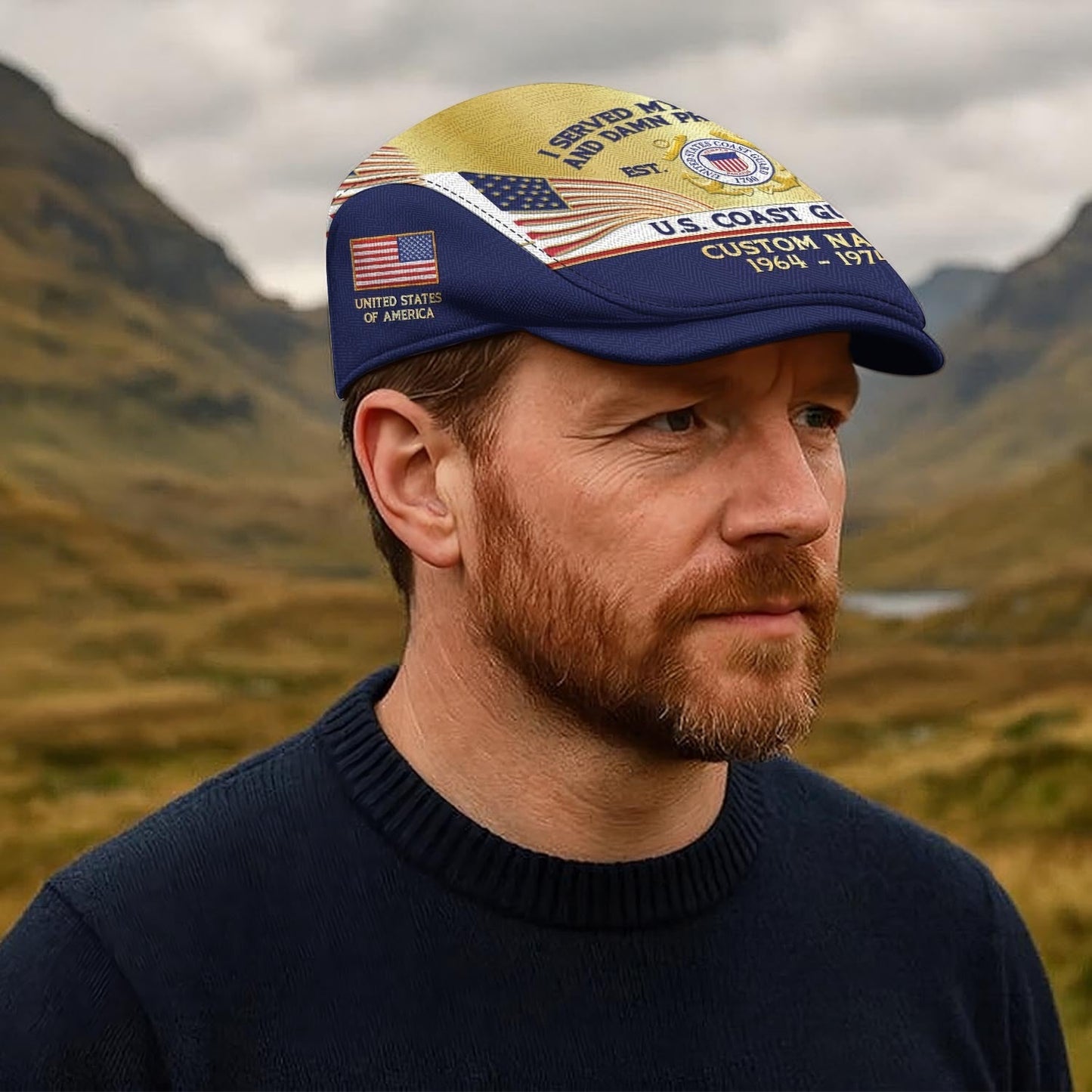 Custom U.S. Coast Guard Jeff Cap –  Heritage Flag Emblem