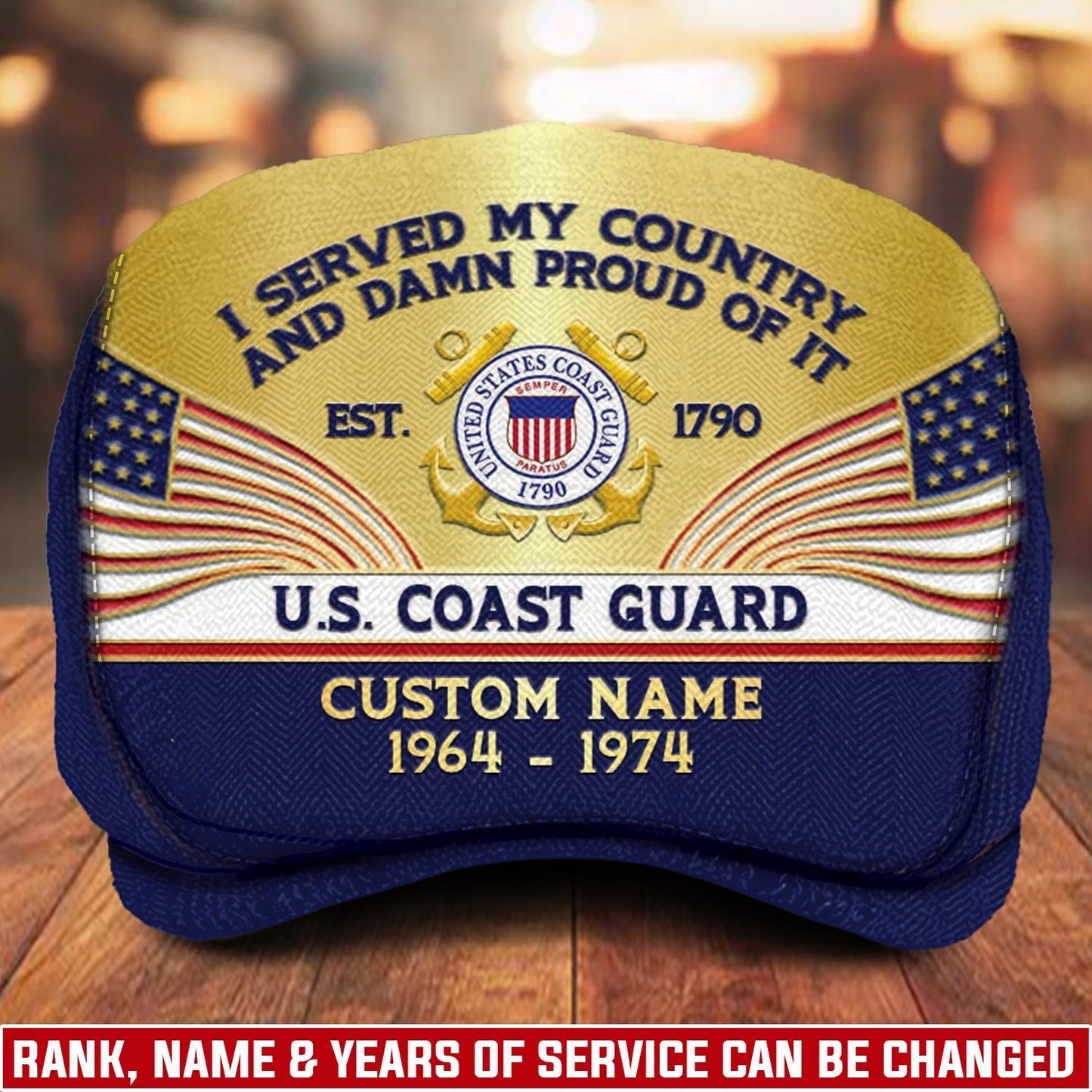 Custom U.S. Coast Guard Jeff Cap –  Heritage Flag Emblem