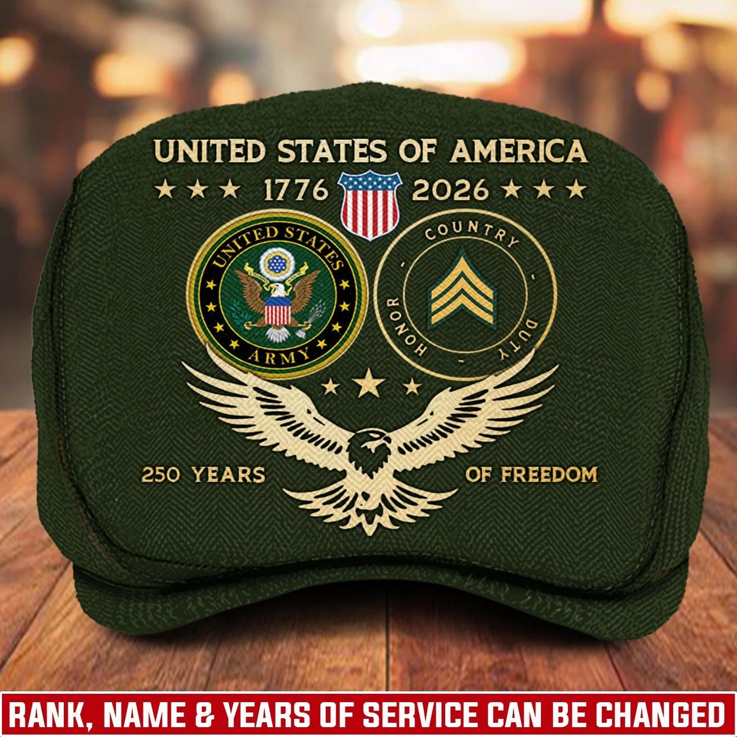 Custom U.S. Army Jeff Cap – 250 YEARS OF FREEDOM