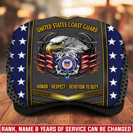 Custom U.S. Coast Guard Jeff Cap – USMC Honor Courage Commitment Veteran Cap
