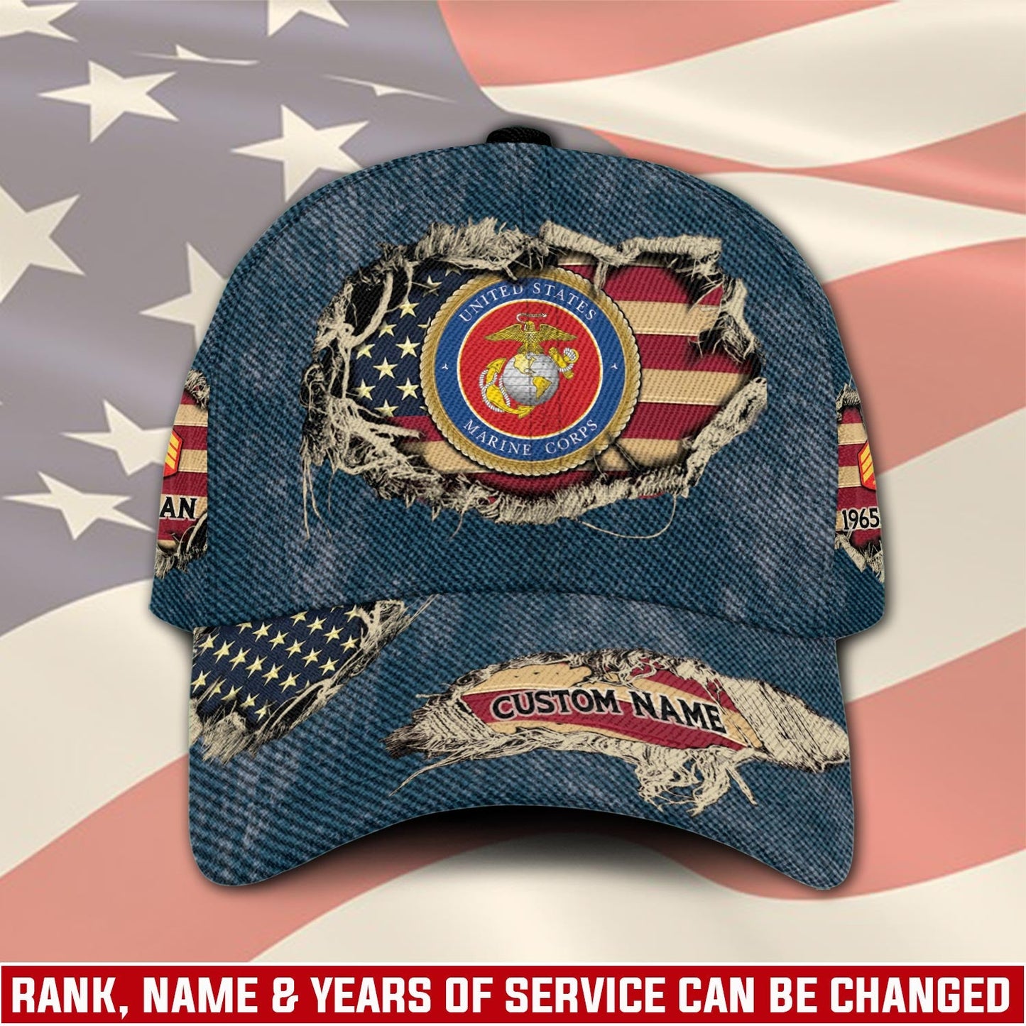 US Marine Corps – Classic Cap – Distressed Denim Print