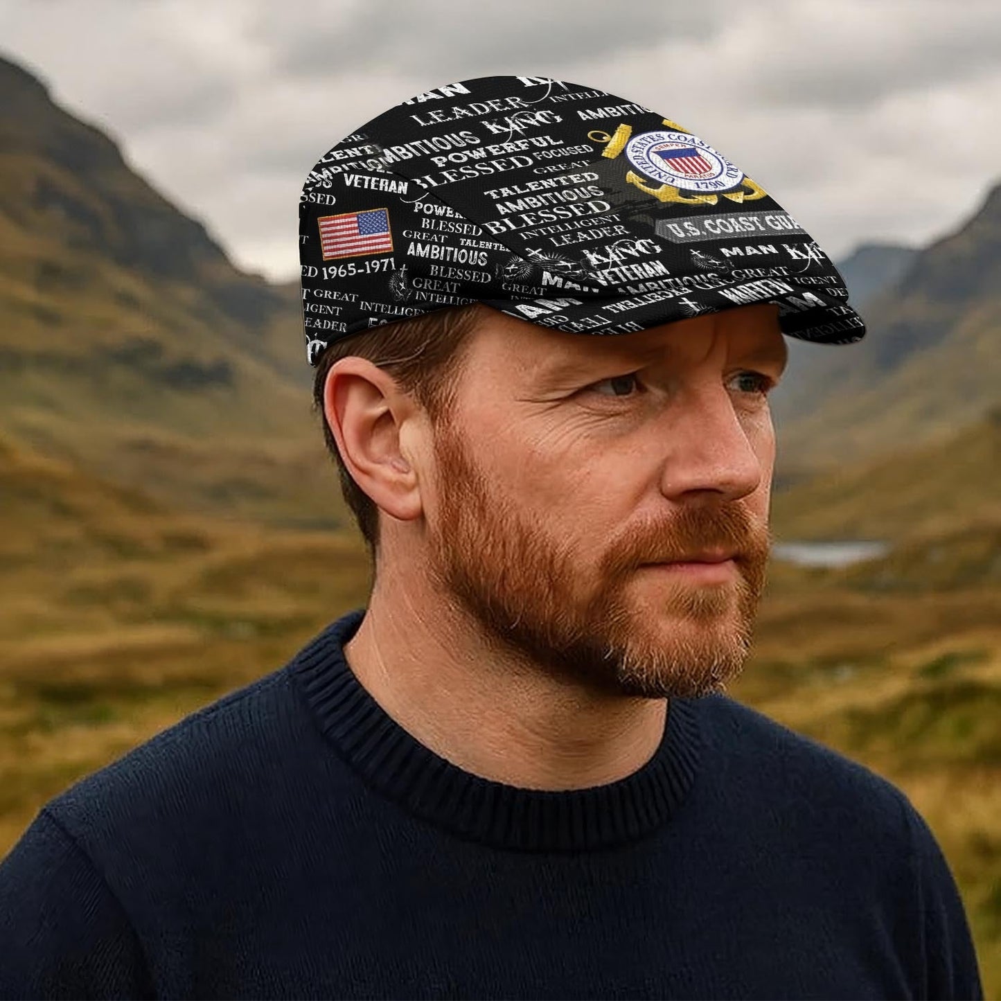 Custom U.S. Coast Guard Jeff Cap – Anchor & Motto Typography Design