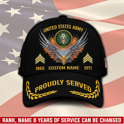 US Army – Classic Cap – Proudly Served - Flaming Eagle