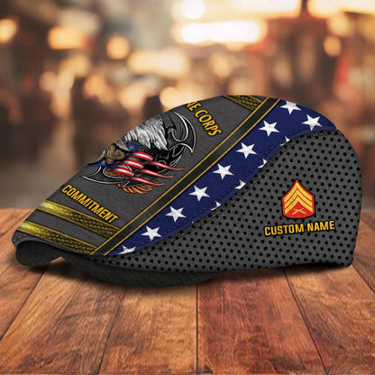 Custom U.S. Marine Corps Jeff Cap – USMC Honor Courage Commitment Veteran Cap
