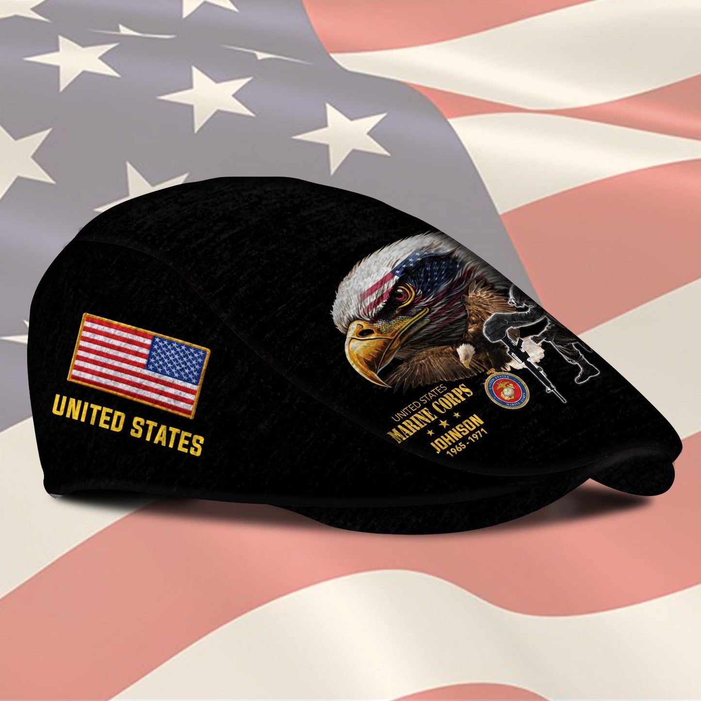 Custom U.S. Marine Corps Jeff Cap – Bald Eagle Design