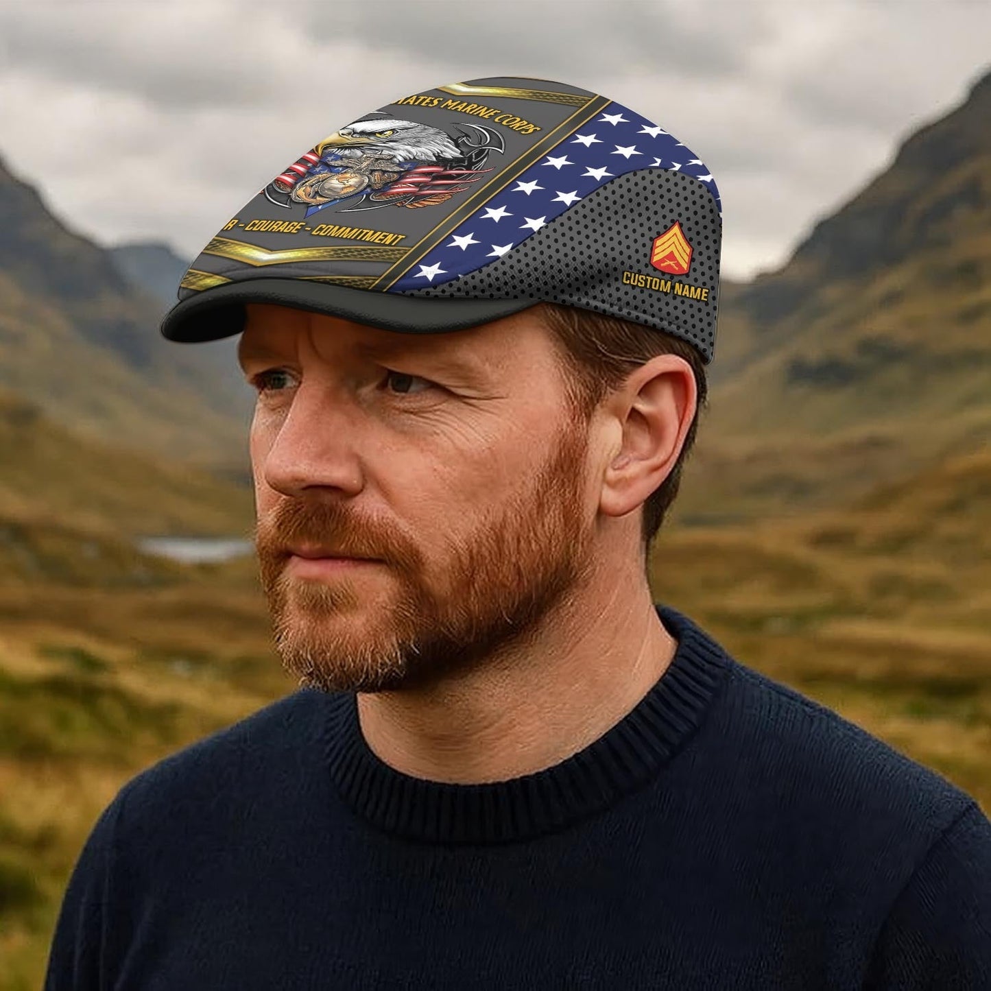 Custom U.S. Marine Corps Jeff Cap – USMC Honor Courage Commitment Veteran Cap