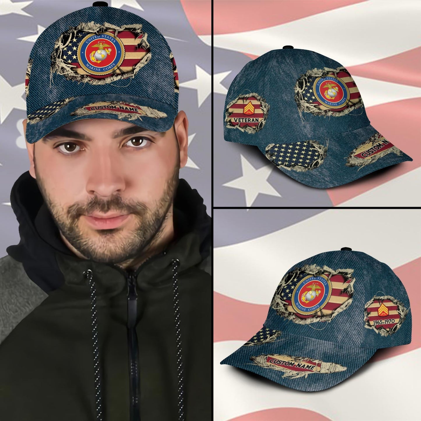 US Marine Corps – Classic Cap – Distressed Denim Print
