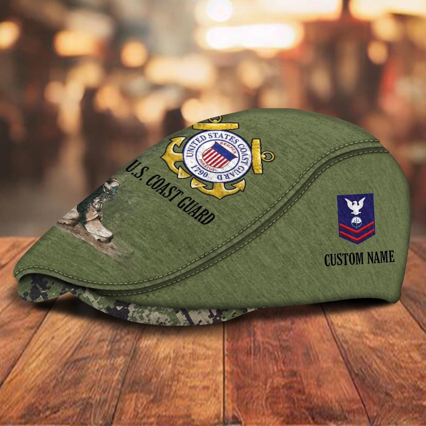 Custom U.S. Coast Guard Jeff Cap – Honor The Fallen Camo Tribute Cap