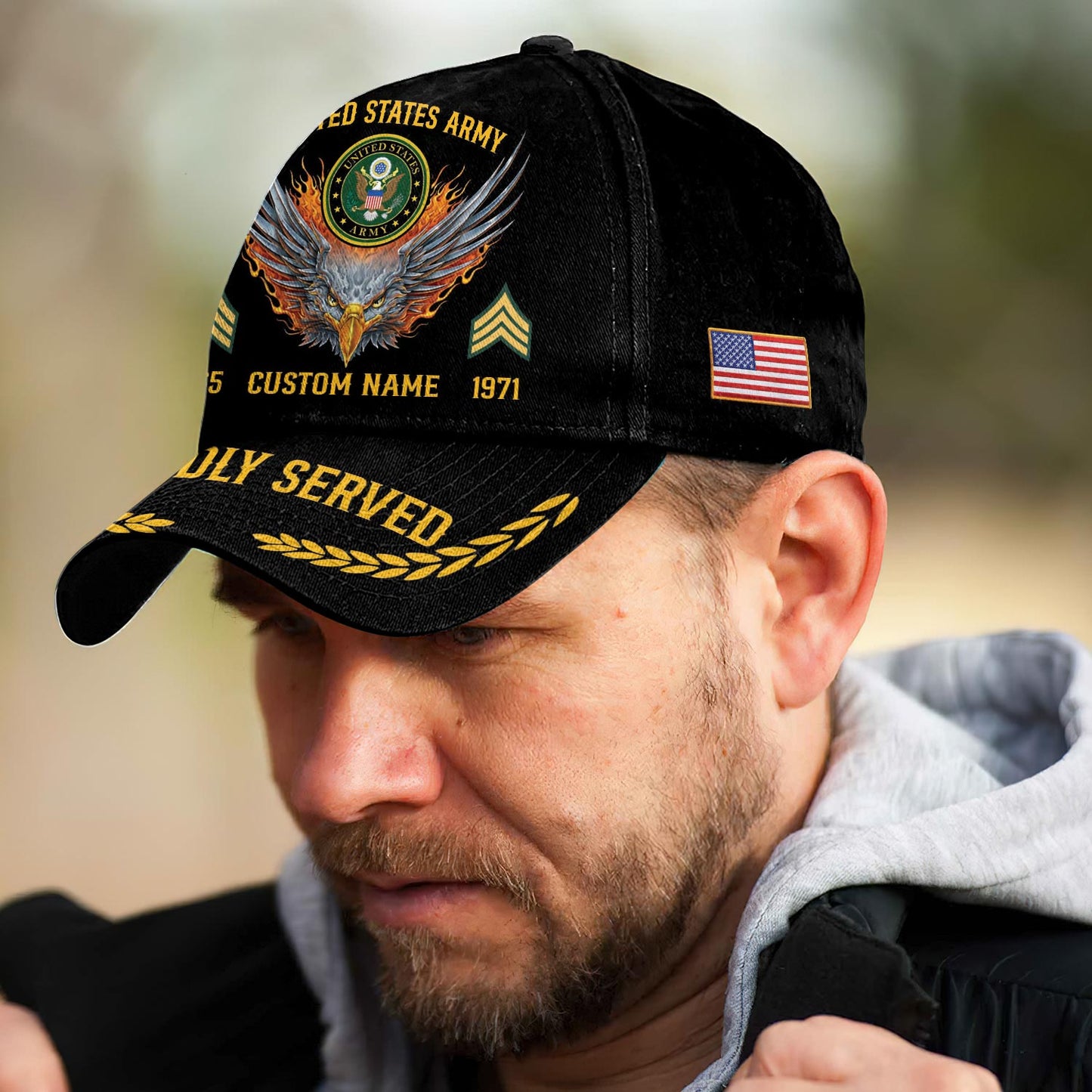 US Army – Classic Cap – Proudly Served - Flaming Eagle