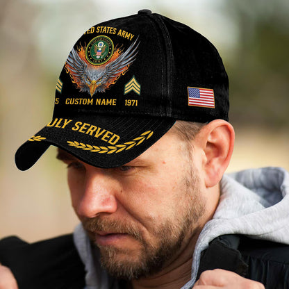 US Army – Classic Cap – Proudly Served - Flaming Eagle
