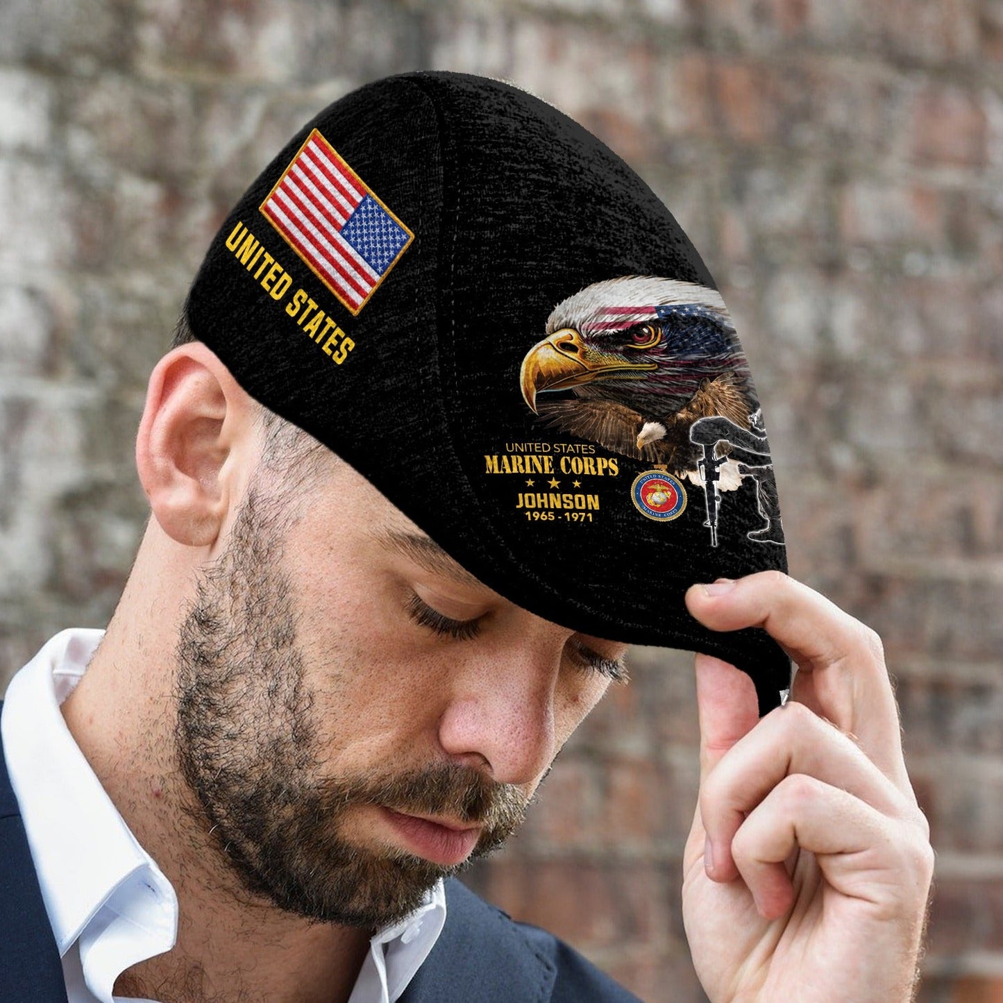 Custom U.S. Marine Corps Jeff Cap – Bald Eagle Design