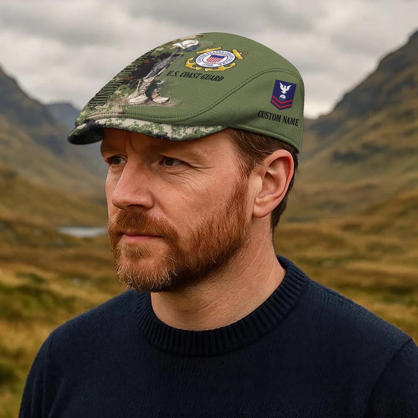 Custom U.S. Coast Guard Jeff Cap – Honor The Fallen Camo Tribute Cap