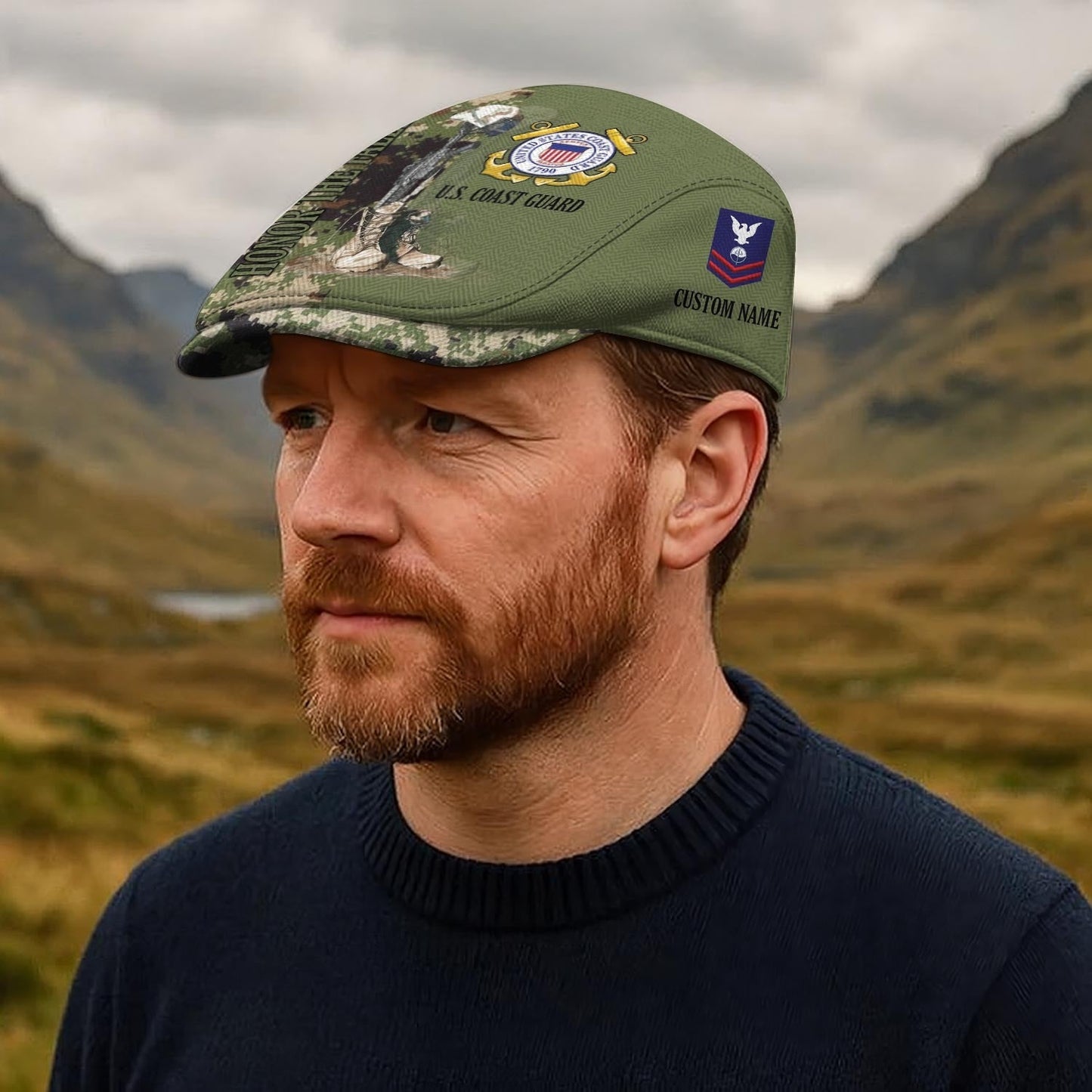 Custom U.S. Coast Guard Jeff Cap – Honor The Fallen Camo Tribute Cap