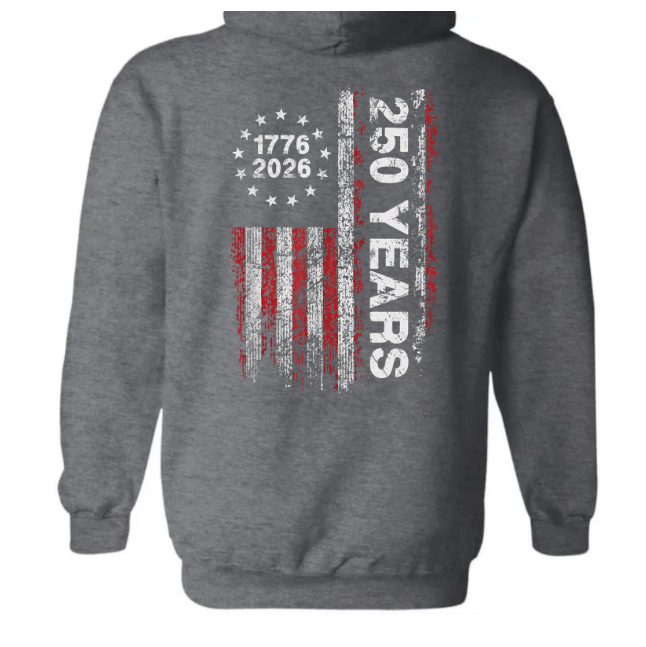 America 250th Birthday US Flag 250 Years We The People Back Side Dark Pullover Hoodie